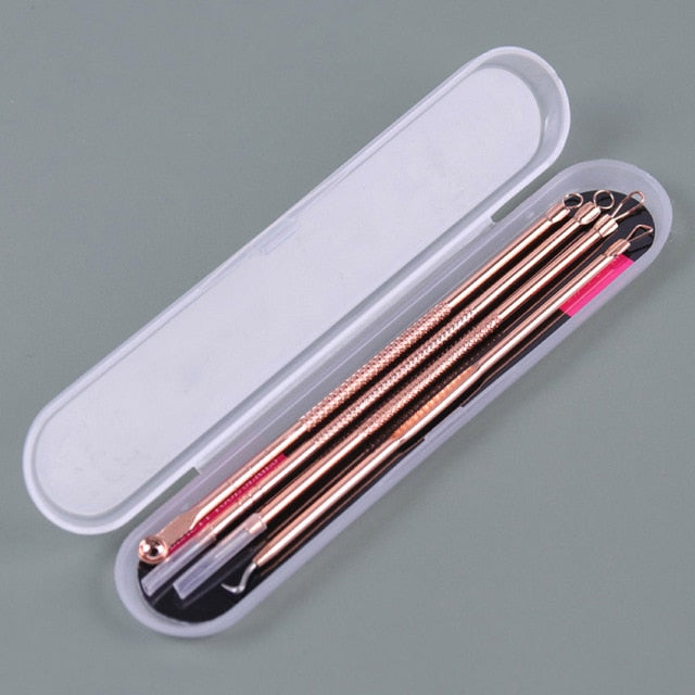 Rose Gold 4Pcs Blackhead Extractor And Pore Cleanser Tool