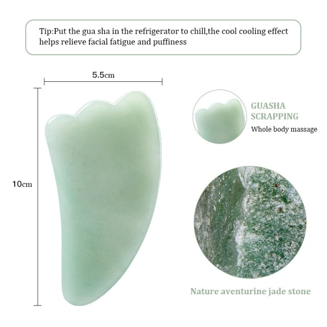 NATURAL ROSE JADE GUA SHA BOUACHE SCRAPER AND MASSAGER FOR FACE AND BODY SKIN LIFTING.  AIDS TO LIFT WRINKLES