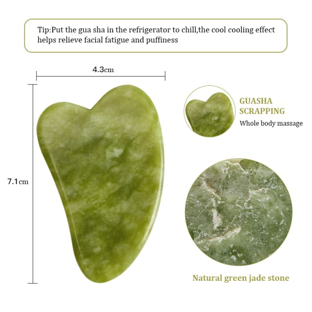 NATURAL ROSE JADE GUA SHA BOUACHE SCRAPER AND MASSAGER FOR FACE AND BODY SKIN LIFTING.  AIDS TO LIFT WRINKLES