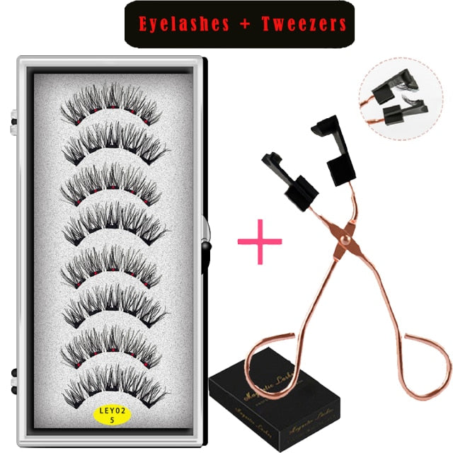 Magnetic Natural Mink Eyelashes With Tweezers
