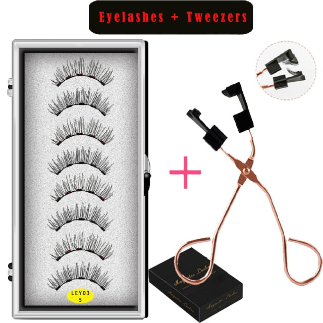 Magnetic Natural Mink Eyelashes With Tweezers