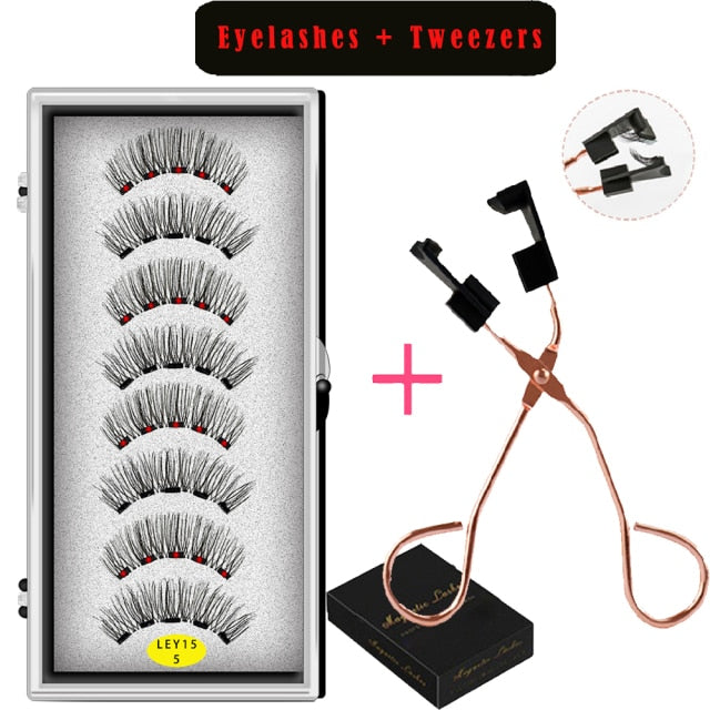 Magnetic Natural Mink Eyelashes With Tweezers