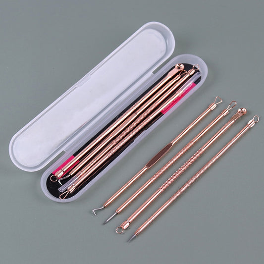 Rose Gold 4Pcs Blackhead Extractor And Pore Cleanser Tool